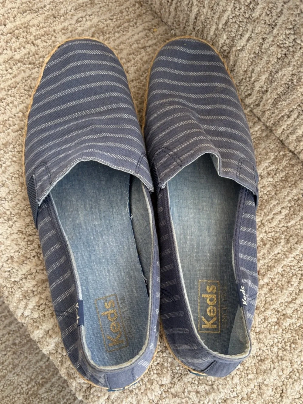 Keds Women's Chillax A-Line Blue Striped Espadrille Sneakers. Size 11